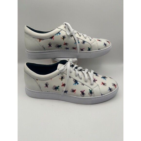 Robert Graham Men's Cuttlefish Low-top Leather Sneakers White Multi-Color SZ 9 - Picture 2 of 8